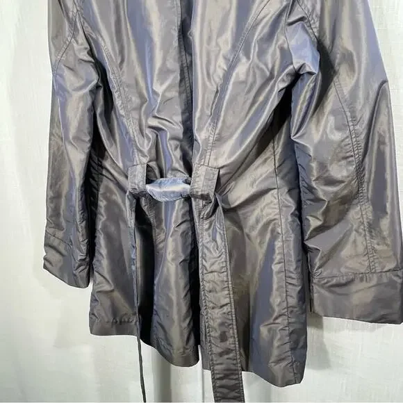 Weatherproof Gray Iridescent Trench Belted Raincoat Jacket Size M - Picture 12 of 13